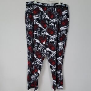 Joe Boxer Graphic Print Bottoms Mens 2XL Black and Red Skulls Loungewear Unisex